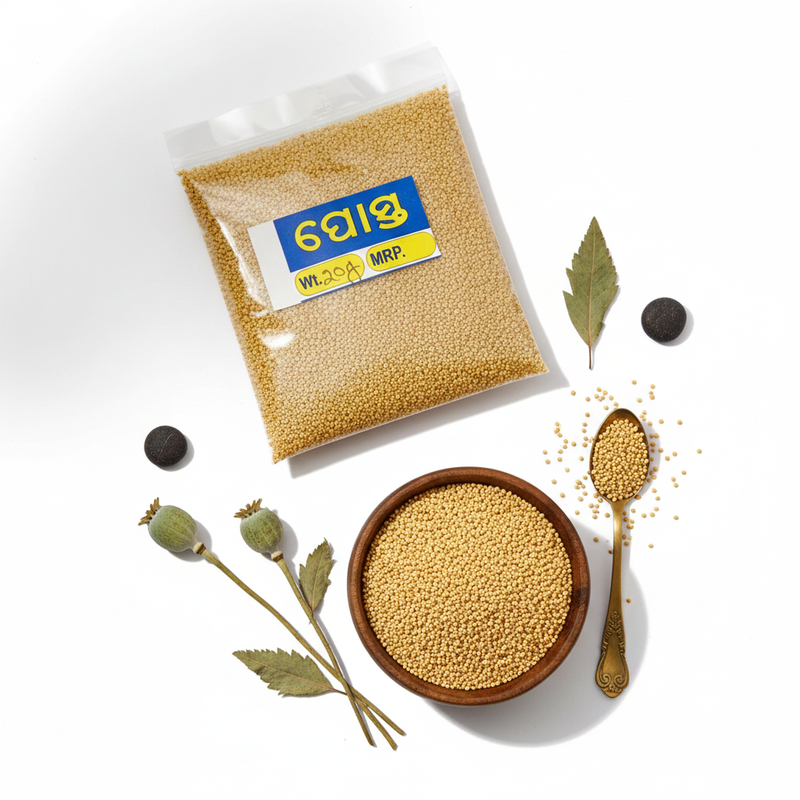 Odisha’s&nbsp;Posta (Poppy Seeds)&nbsp;are known for their creamy texture, nutty flavor, and exceptional purity. Carefully sourced from local farms, these tiny off-white seeds are naturally sun-dried and cleaned under hygienic conditions to preserve their aroma and richness.